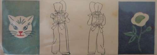 1930'S VINTAGE McCALLS 744  GIRL'S COVER-ALLS & SUN BONNET 6 YEARS COMPLETE-ZIPLOC BAG