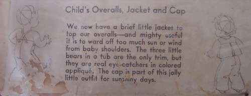 1930'S VINTAGE McCALLS 832  CHILD'S OVERALLS-JACKET-CAP 2 YS TRANSFER-NO SEWING INSTRUCTIONS-ZIPLOC
