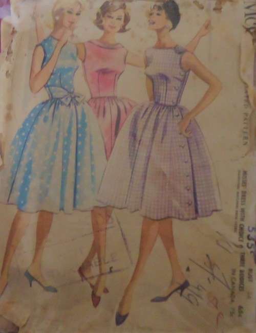 1040'S VINTAGE McCALLS 5359 LADIES DRESS + 3 BODICES SIZE 16 BUST 36" COMPLETE-UNCUT-F/F ZIPLOC BAG