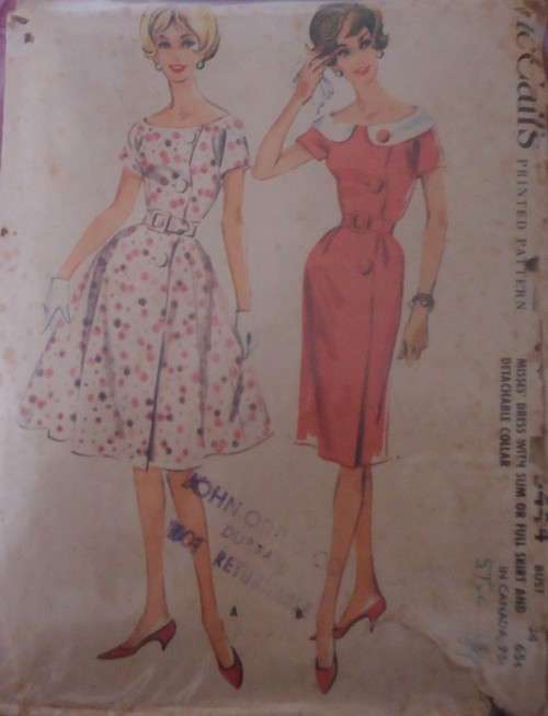 1040'S VINTAGE McCALLS 5444 DRESS+SLIM/FULL  SKIRT SIZE 16 BUST 36" COMPLETE-UNCUT-F/F ZIPLOC BAG