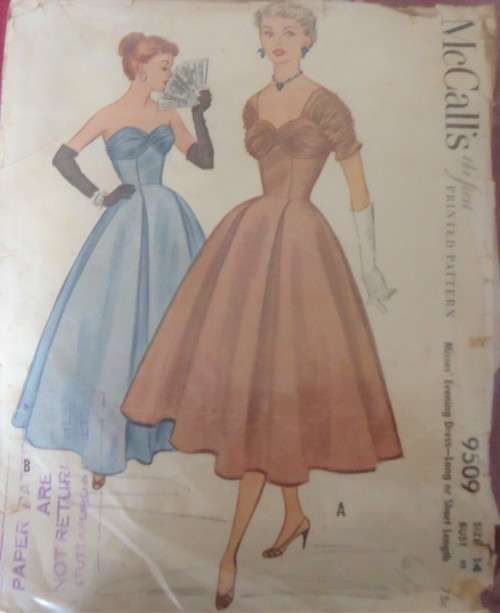 1930 V/VINTAGE McCalls 9509  STUNNING EVENING DRESS- SIZE 14 BUST 32 COMPLETE ZIPLOC