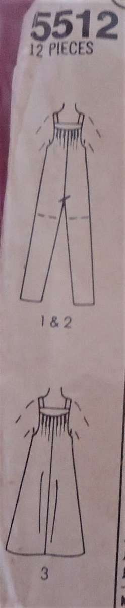 SIMPLICITY 5512 MATERNITY JUMPSUIT & PULLOVER PINAFORE SIZE SMALL=8-10 COMPLETE-ZIPLOC BAG