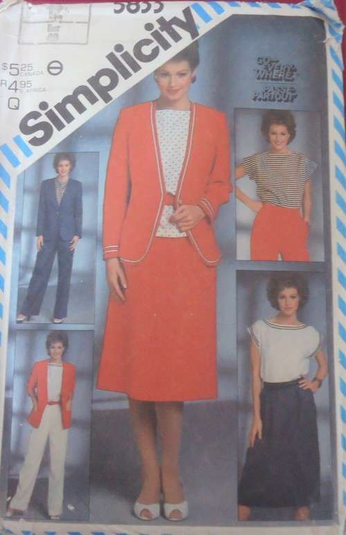 SIMPLICITY 5833  PANTS- SKIRT-PULLOVER TOP-LINED JACKET  SIZE 12 COMPLETE-UNCUT-F/FOLDED