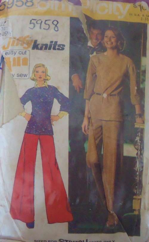 SIMPLICITY 5958  KNIT TOP & WIDE PANTS FOR STRETCH KNITS  SIZE 12-BUST 34" COMPLETE-ZIPLOC BAG