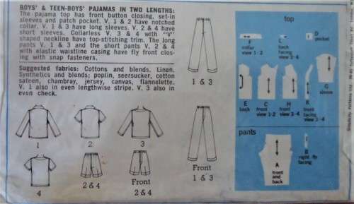 SIMPLICITY 6076 BOYS PJS SIZE 4 CHEST 23`  COMPLETE-ZIPLOC BAG