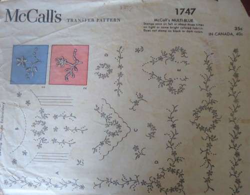 McCALL'S TRANSFER  PATTERN  # 1747 SEE DESIGNS