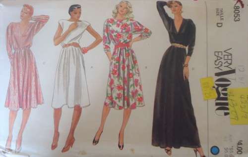 VOGUE 8053 LOOSE FITTING, PULLOVER BLOUSON DRESS SIZE D  12 - 14 COMPLETE