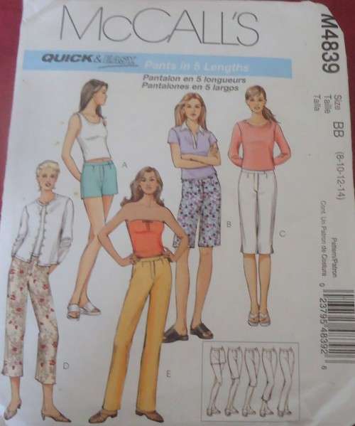 McCalls M4839 PANTS IN 5 LENGTHS SIZE BB=8-10-12-14 COMPLETE
