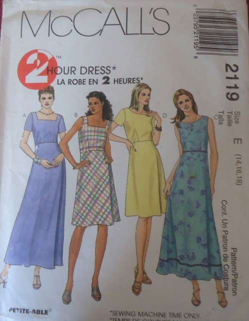 McCalls 2119 HI BODICE DRESS SIZE E=14-16-18- COMPLETE-UNCUT-F/FOLDED