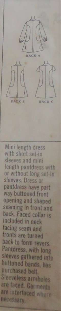 McCalls 2282 PANTS DRESS OR DRESS SIZE 12 BUST 34"COMPLETE-ZIPLOC BAG