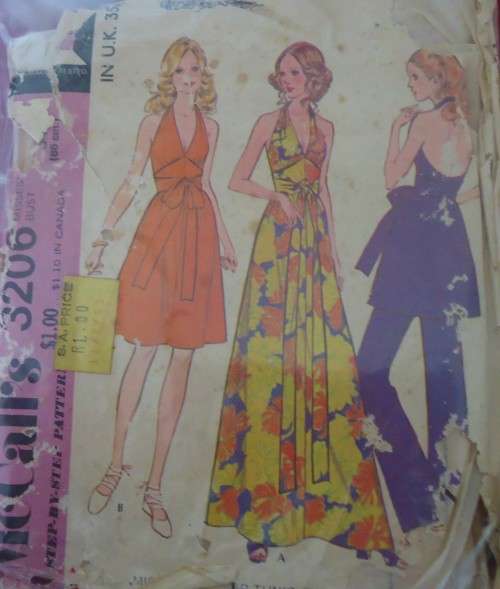 McCalls 3206 HALTER DRESS-TUNIC-TOP SIZE 12 BUST 34" COMPLETE-ZIPLOC BAG