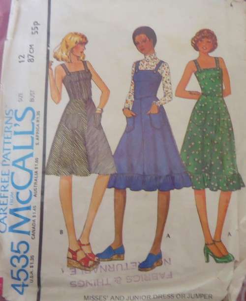 McCalls 4535 DRESS OR PINAFORE SIZE 12 BUST 34" COMPLETE-ZIPLOC BAG