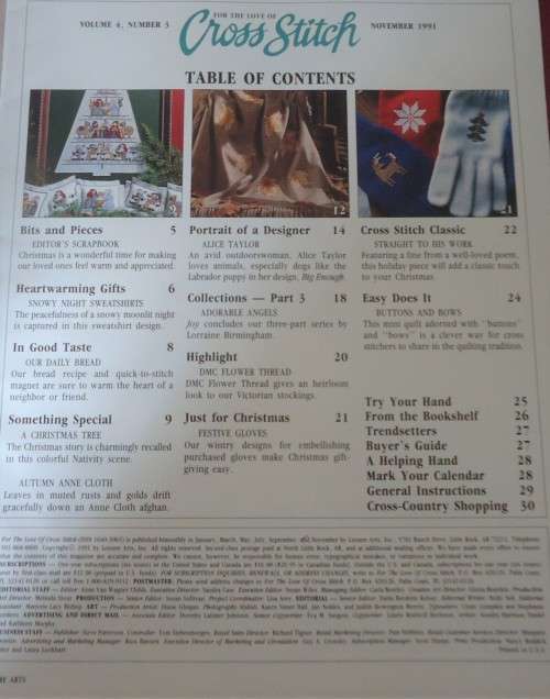 FOR THE LOVE OF CROSS STITCH - USA NOVEMBER 1991 - 32 PAGES