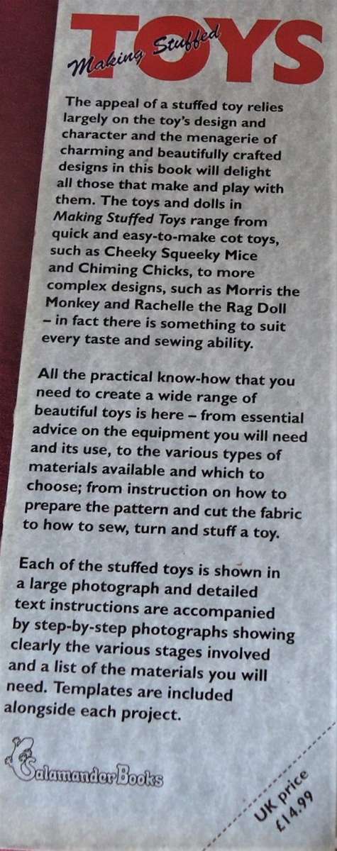 "MAKING STUFFED TOYS" JANE GISBY & SUE QUINN -100  PAGE HARDCOVER WITH DUST JACKET