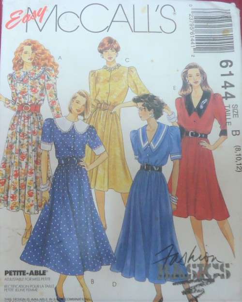 McCalls 6144 SET OF DRESSES SIZE B 8-10-12 COMPLETE-UNCUT-F/FOLDED