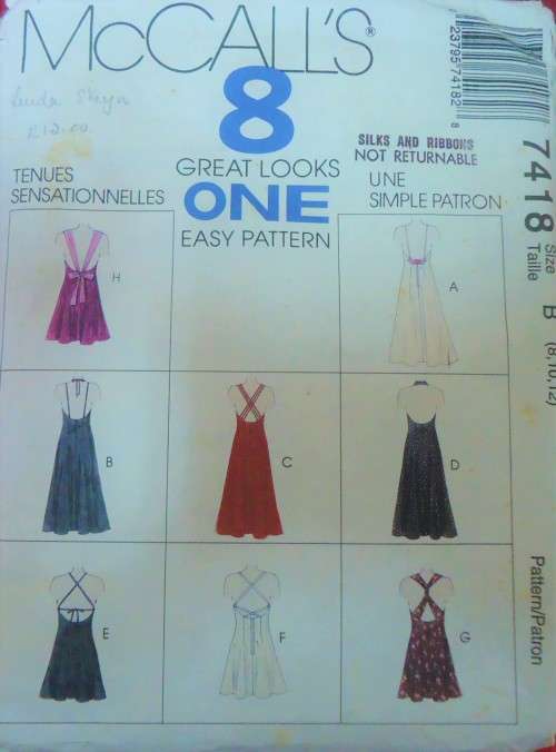 McCalls 7418 STUNNING SEMI FITTED DRESSES SIZE B8-10-12 SEE LISTING