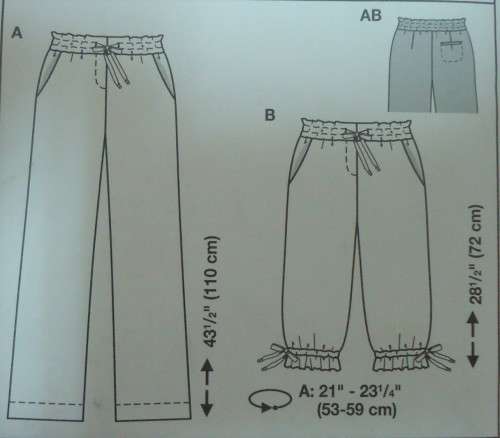 BURDA PATTERN 7534 PANTS and BAGGIES SIZES 6-8-10-12-14-16-18 COMPLETE