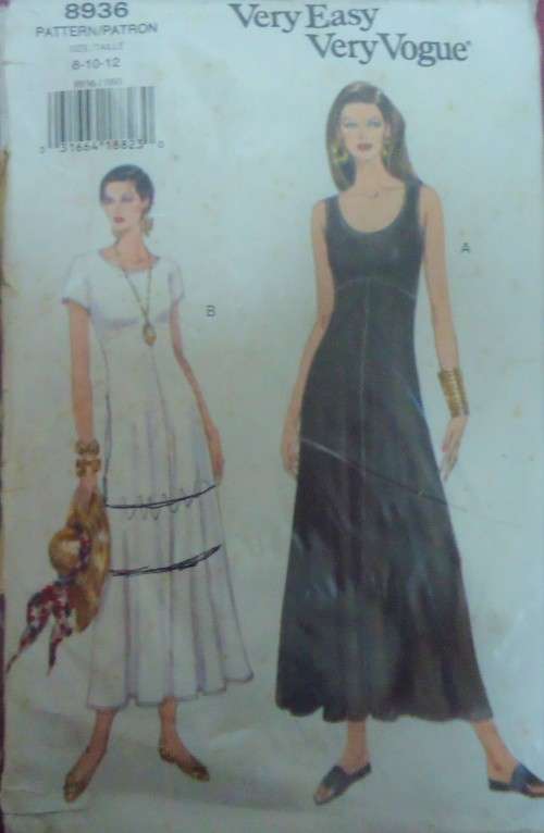 VOGUE 8936  PULLOVER DRESS  SIZE 8-10-12 COMPLETE-ZIPLOC BAG