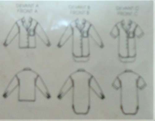 VOGUE 9192  VERY LOOSE FITTING SHIRT  SIZE 8-10-12 COMPLETE-ZIPLOC BAG