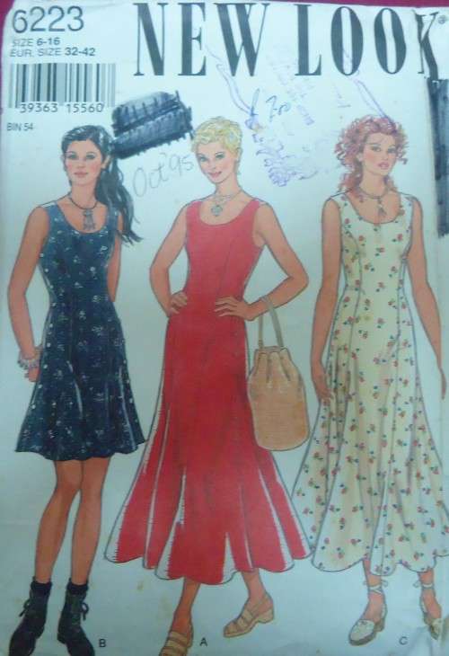 NEW LOOK PATTERNS 6223 FLARED FITTED DRESS SIZES 6-16 COMPLETE-UNCUT-F/FOLDED