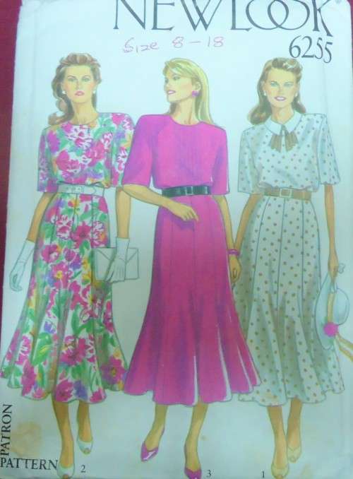 NEW LOOK PATTERNS 6255 FLARED DRESS SIZES 8-18  COMPLETE-MOSTLY UNCUT