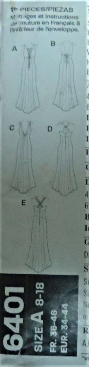 NEW LOOK PATTERN 6401 STUNNING EVENING GOWNS SIZE 8-18 COMPLETE