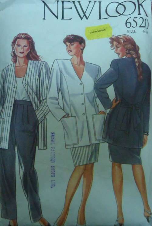 NEW LOOK PATTERNS 6520 TIE BACK JACKET -SKIRT-PANTS SIZES  6-18 COMPLETE