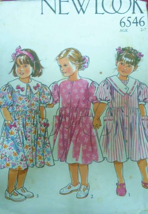 NEW LOOK PATTERNS 6546 TODDLER FRONT BUTTON DRESS 2 - 7 YEARS - COMPLETE