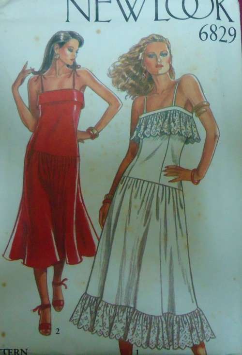 NEW LOOK PATTERNS 6829 STUNNINGSHOE STRING STRAP DRESSES  -SIZES 8-18 COMPLETE-ZIPLOC