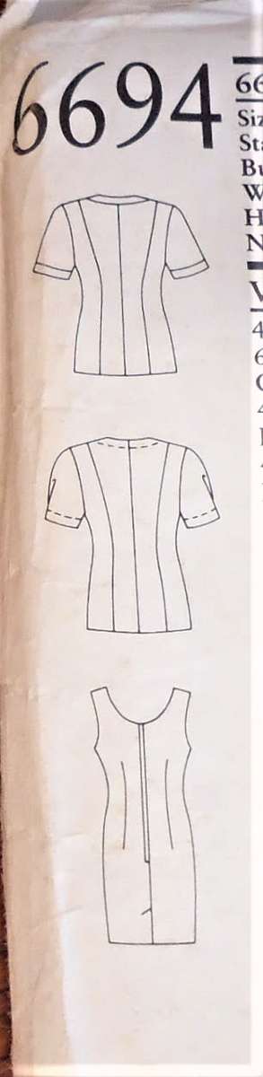 NEW LOOK PATTERNS 6694 SHEATH DRESS & JACKET SIZES 8 - 18 COMPLETE