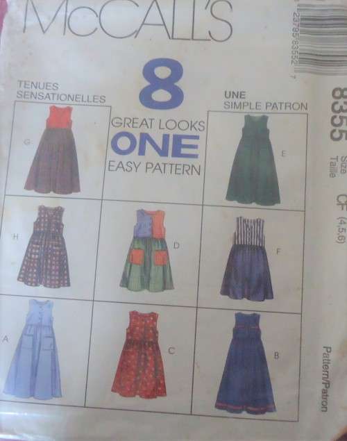 McCalls 8355 GIRLS DRESSES-8 GREAT LOOKS SIZE CF 4-5-6 COMPLETE-ZIPLOC BAG