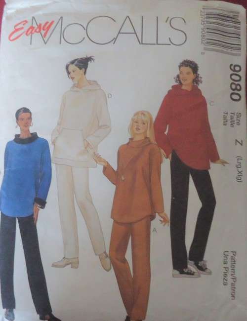 McCalls 9080 TOPS & PULL ON PANTS FOR STRETCH KNITS SIZE Z=L-XL (16 - 22)-COMPLETE-UNCUT-F/FOLDED