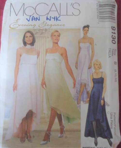 McCalls 9130 EVENING ELEGANCE LINED DRESS & SCARF SIZE B  8-10-12 COMPLETE-UNCUT-F/FOLDED