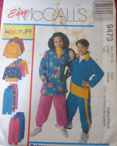 McCalls 9473 TEENS TRACKSUIT - PULL ON PANTS & TOPS SIZE 14-16 YEARS COMPLETE-UNCUT-F/FOLDED