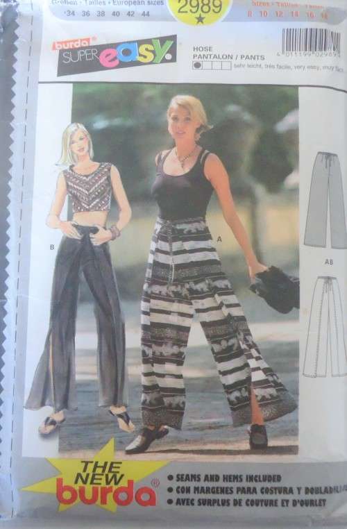 BURDA PATTERN 2989 WRAP PANTS SIZES 8-18 SEE LISTING