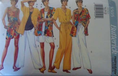 BUTTERICK PATTERN 3505 TOP-PANTS-SHORTS SIZE12-14-16  COMPLETE-PART CUT