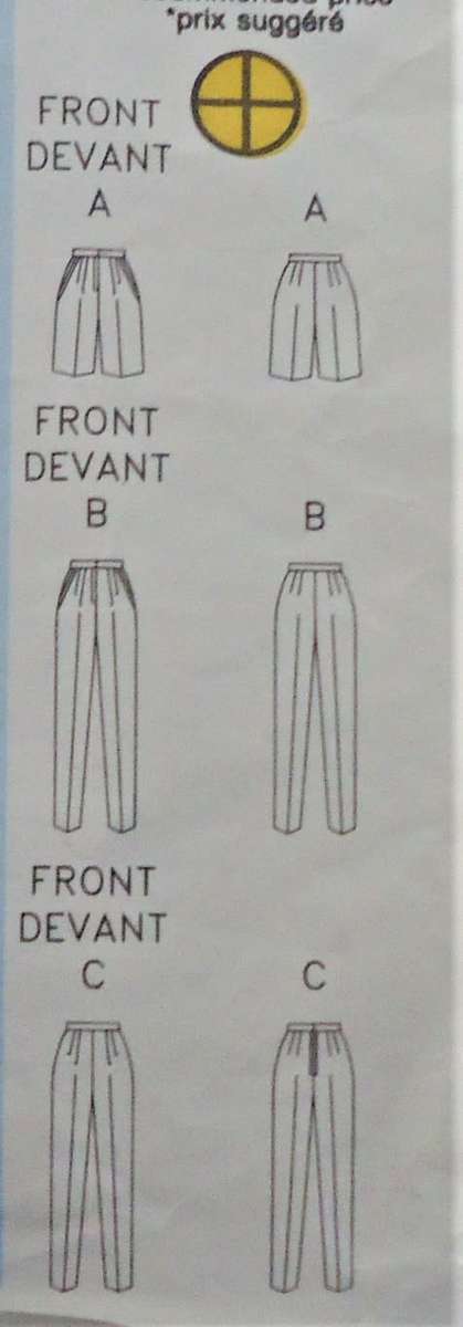 BUTTERICK PATTERN 5090 SHORTS-PANTS-TAPERED LEG SIZE 12-14-16  COMPLETE