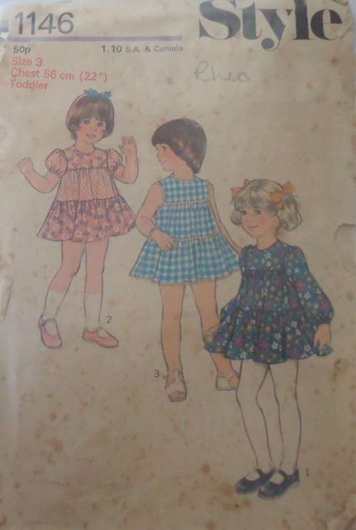 VINTAGE STYLE 1146 GIRLS TIERED DRESS SIZE 3 YEARS CHEST 56 CM/22" COMPLETE-ZIPLOC BAG