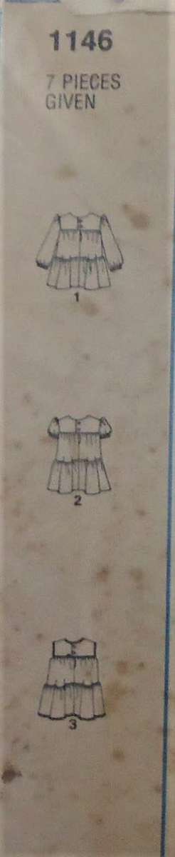 VINTAGE STYLE 1146 GIRLS TIERED DRESS SIZE 3 YEARS CHEST 56 CM/22" COMPLETE-ZIPLOC BAG