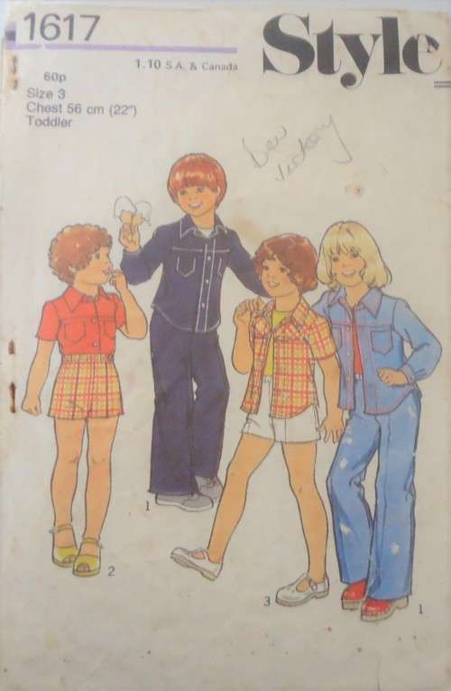 STYLE 1617 TODDLERS SHIRT-SHORTS-PANTS SIZE3 YEARS CHEST 56 CM NO SEWING INSTRUCTIONS