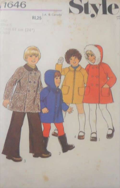 STYLE 1646 CHILD'S COAT SIZE  5 YEARS CHEST 61 CM/24" COMPLETE