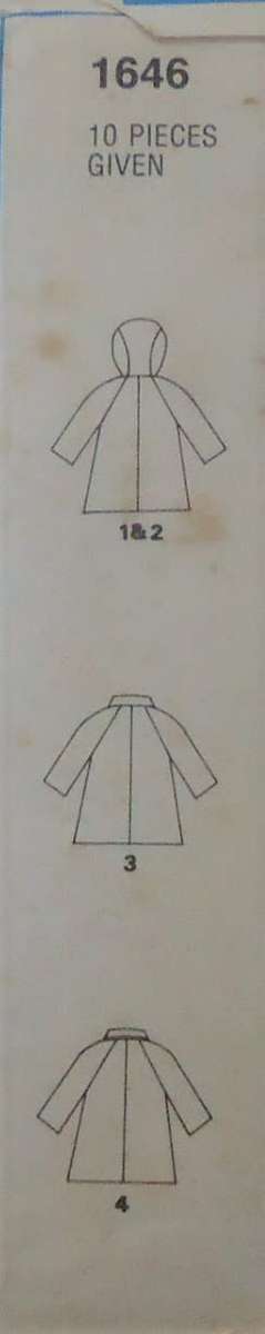 STYLE 1646 CHILD'S COAT SIZE  5 YEARS CHEST 61 CM/24" COMPLETE