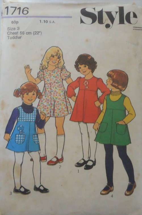 STYLE 1716 TODDLER'S DRESS OR PINAFORE SIZE 3 YEARS CHEST 56CM/22" SEE LISTING