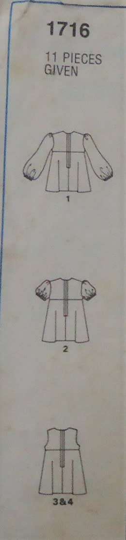 STYLE 1716 TODDLER'S DRESS OR PINAFORE SIZE 3 YEARS CHEST 56CM/22" SEE LISTING