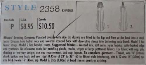 STYLE 2358 STUNNING EVENING DRESS +TRAIN AND BACK FEATURE SIZE 6 - 16 COMPLETE