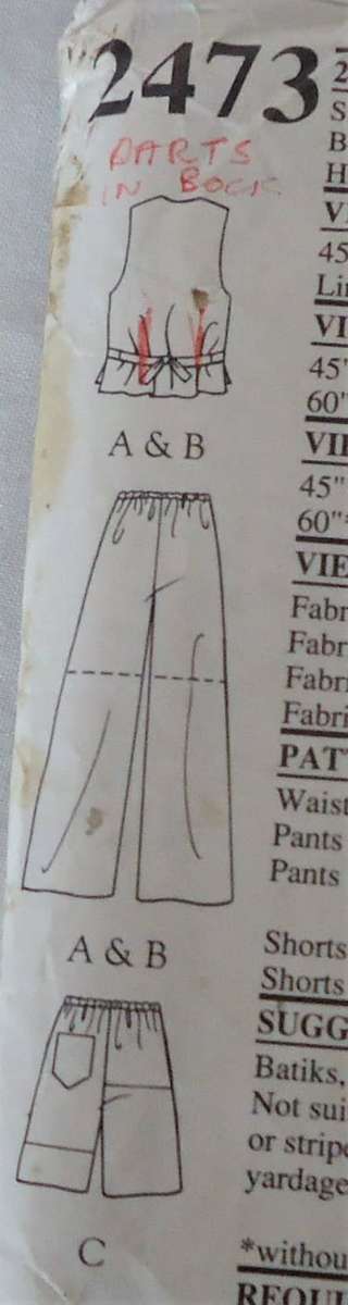 STYLE 2473 CASUAL WAISTCOAT-PANTS-SHORTS SIZE S-XXL (34-52) COMPLETE