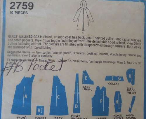 STYLE 2759 GIRLS COAT WITH HOODIE SIZE 10 YEARS BREAST 79 CM SEE LISTING