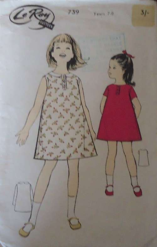 V/VINTAGE LE ROY #739 -GIRL'S DRESS SIZE 7 - 8 YEARS COMPLETE