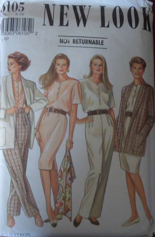 NEW LOOK PATTERNS 6105 JACKET-TOP-DRESS-PANTS SIZE 8 - 18 COMPLETE-MOSTLY UNCUT