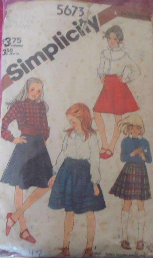 SIMPLICITY 5673 GIRLS SET OF SKIRTS SIZE 10 YEARS WAIST 62 cm COMPLETE-ZIPLOC
